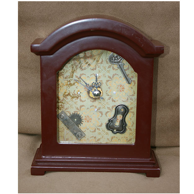 steampunk clock victorian wood with feather mysticat